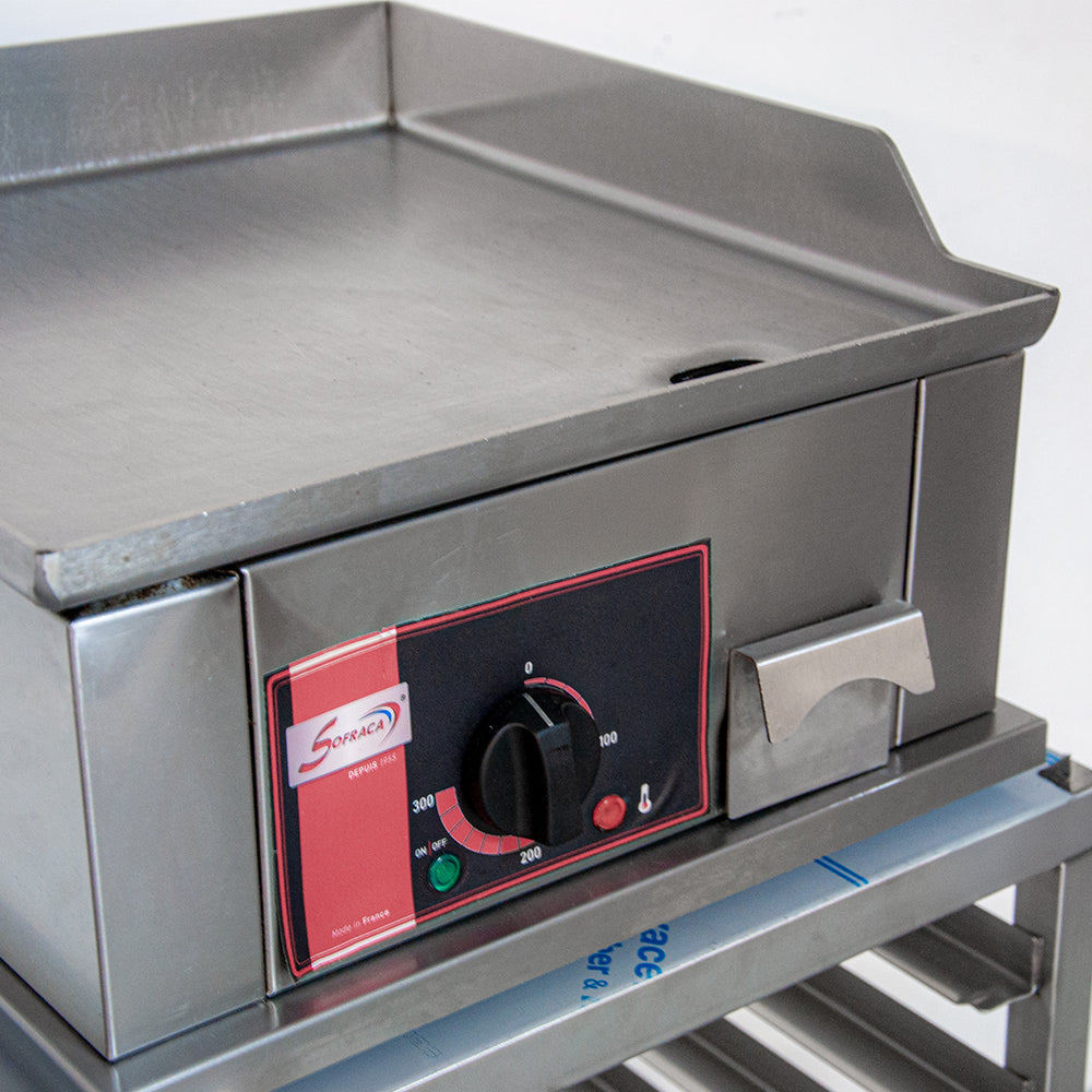 Plaque à snacker électrique lisse en inox - Sofraca PSE400I