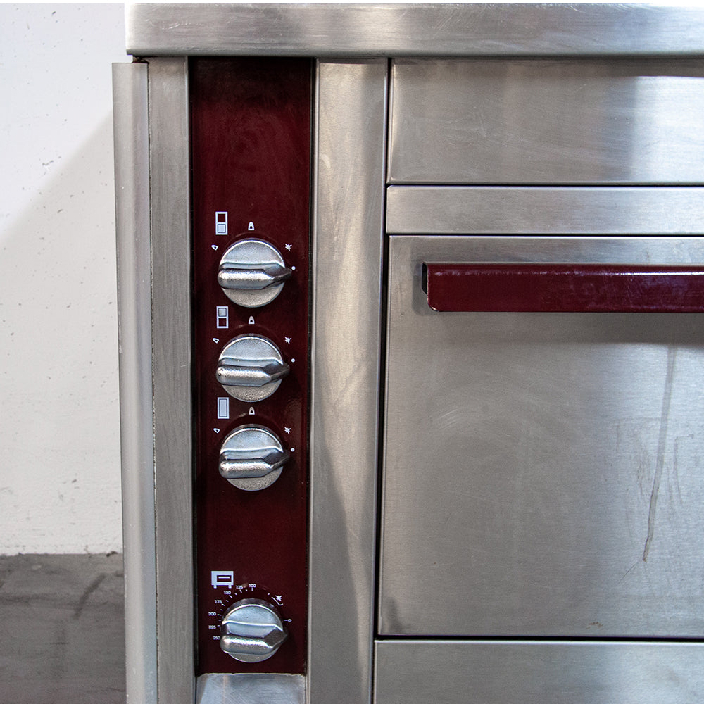 Fourneau 1 plaque coup de feu, 2 feux nus sur four gaz GN 2/1 - Charvet PRO900 G3 PL/FN