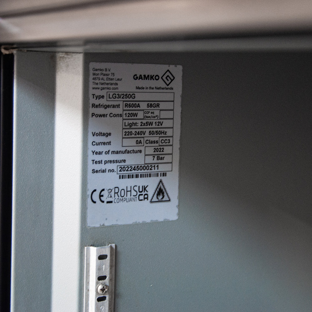 Arrière de bar réfrigéré 2 portes vitrées T°/+6°C - 240 L - Gamko LG3/250G