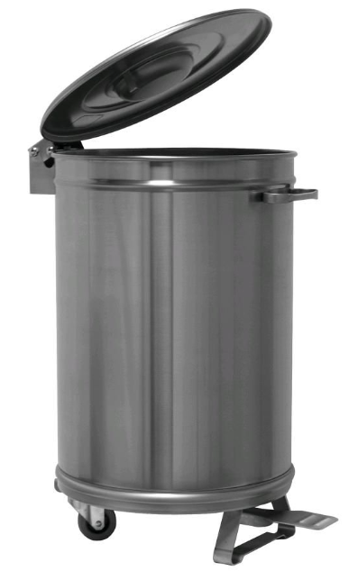 Poubelle cylindrique sur roulettes 105L - Sudinox T662104