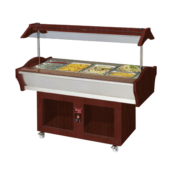 Buffet chaud central sur roulettes - Coloris bois teinte acajou - Gafi ...