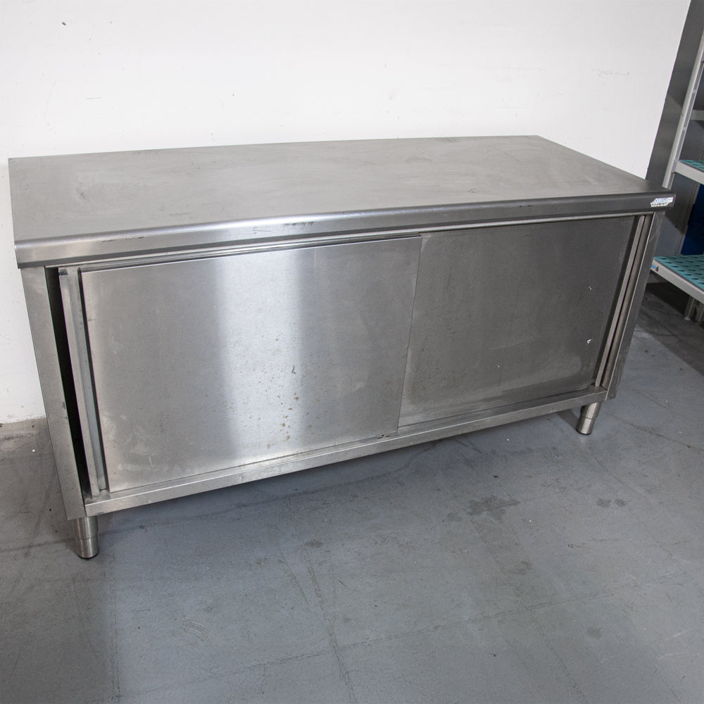 Meuble inox avec 2 portes coulissantes - 1800 x 700 x 900 mm - Tournus 504366