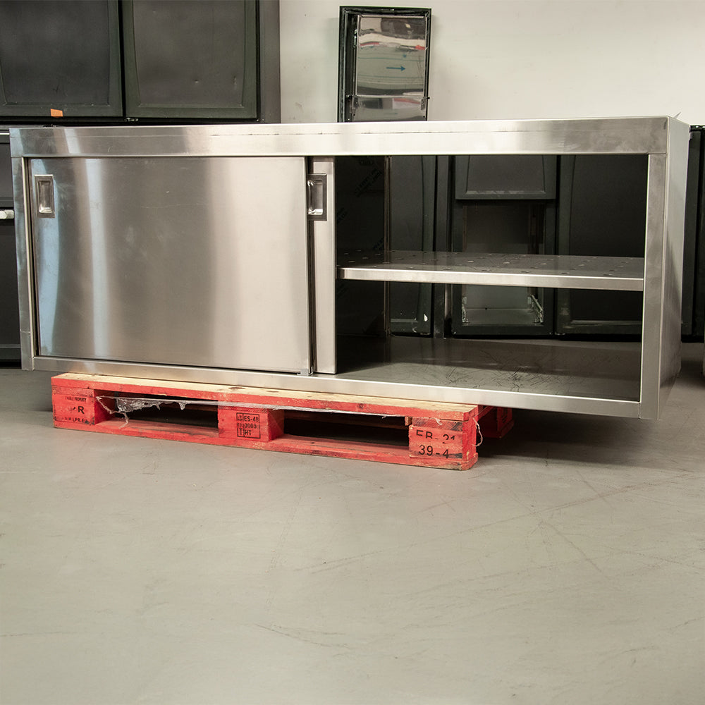 Meuble inox à portes coulissantes ouvert sur 2 faces - Tournus 504276