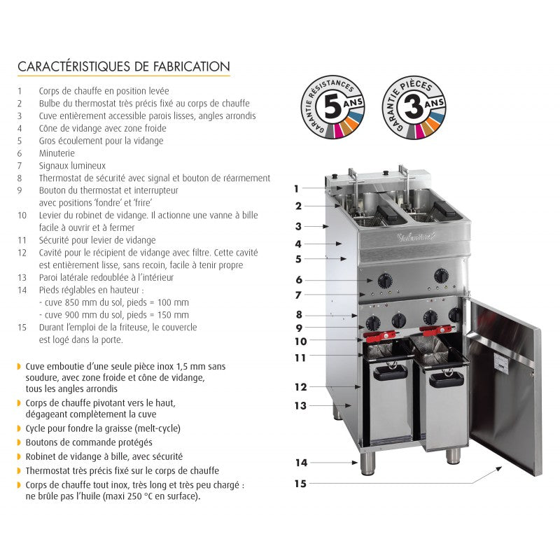 Friteuse électrique sur coffre 10L Valentine - Nosem EVOC250